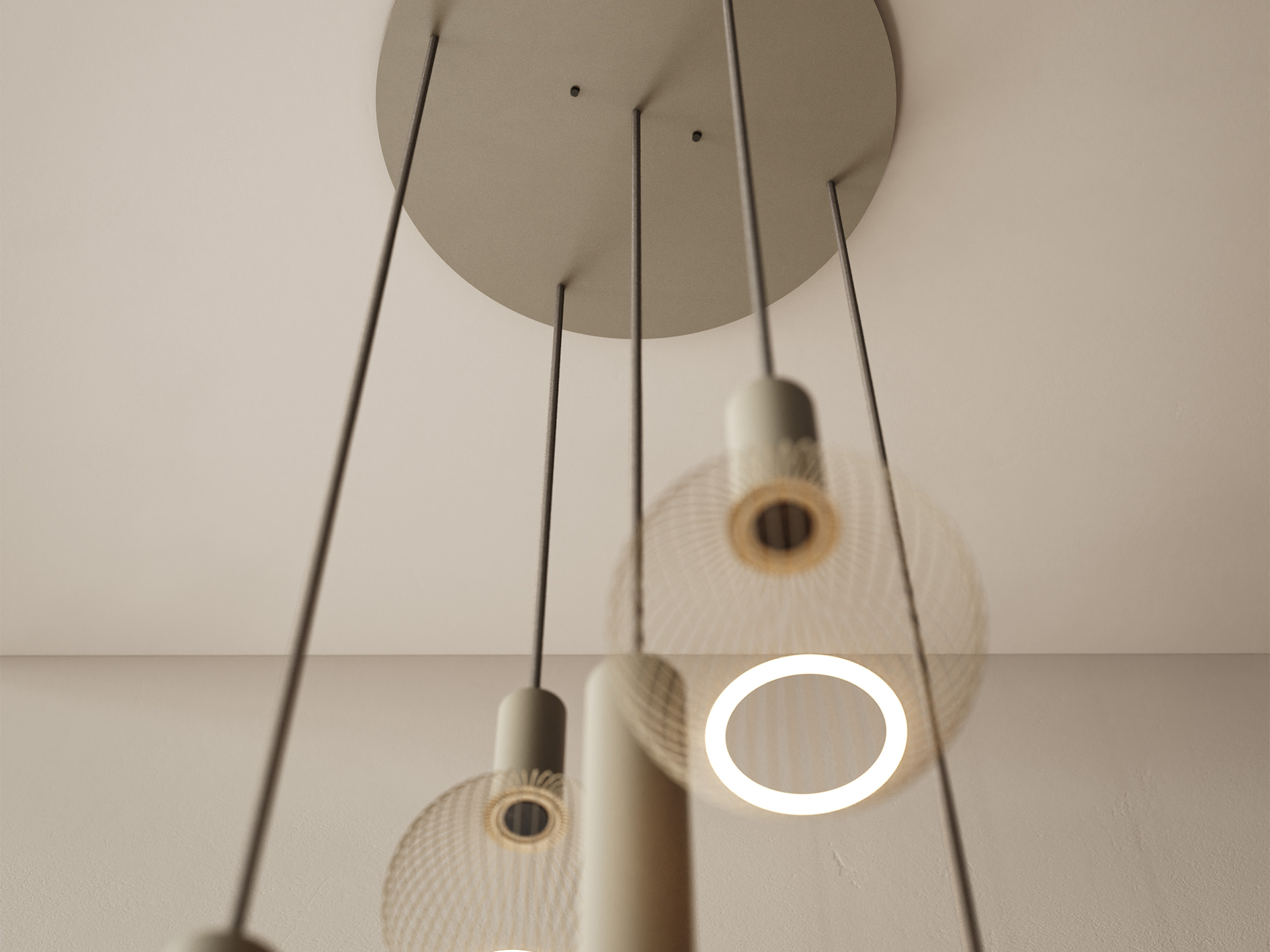 Hanglamp Como Ø50cm - quartz - incl. 5x lichtbron