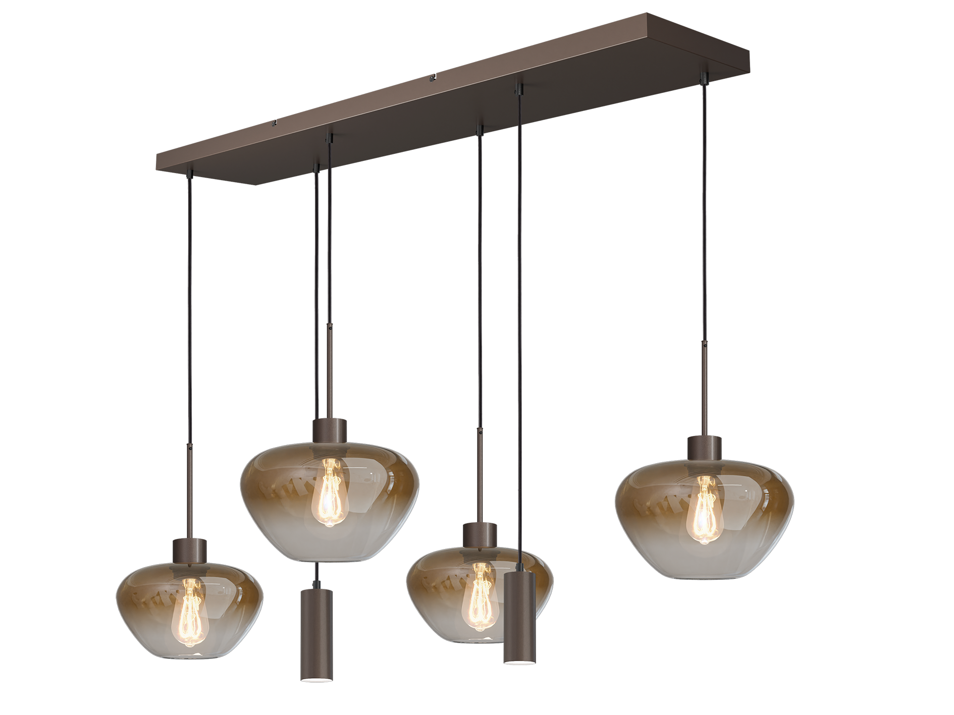 Hanglamp Genua - 130cm 6 lichts - cacao - incl. lichtbronnen