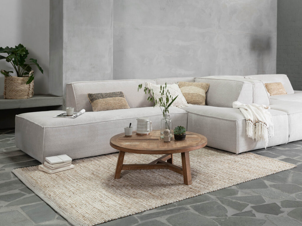 stoffen hoekbank met open eiland