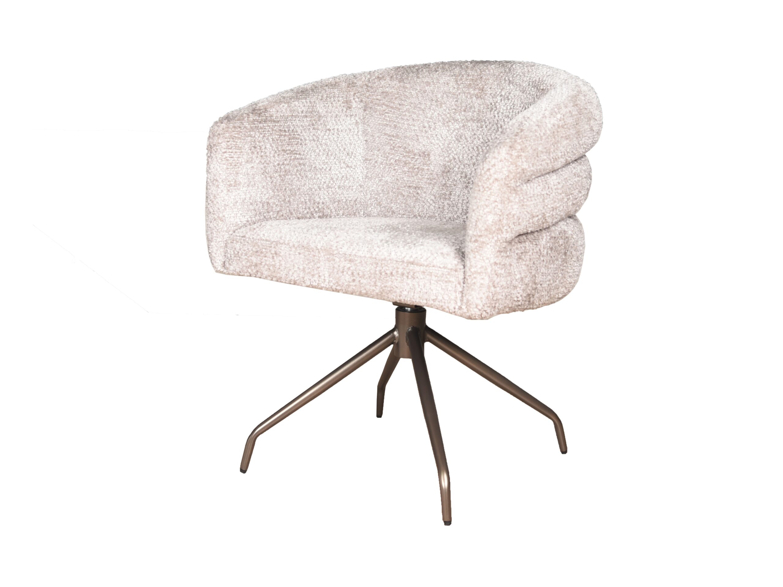 Eetkamerstoel Imola - be lovely beige - onderstel atlas - metaalkleur anodic bruin