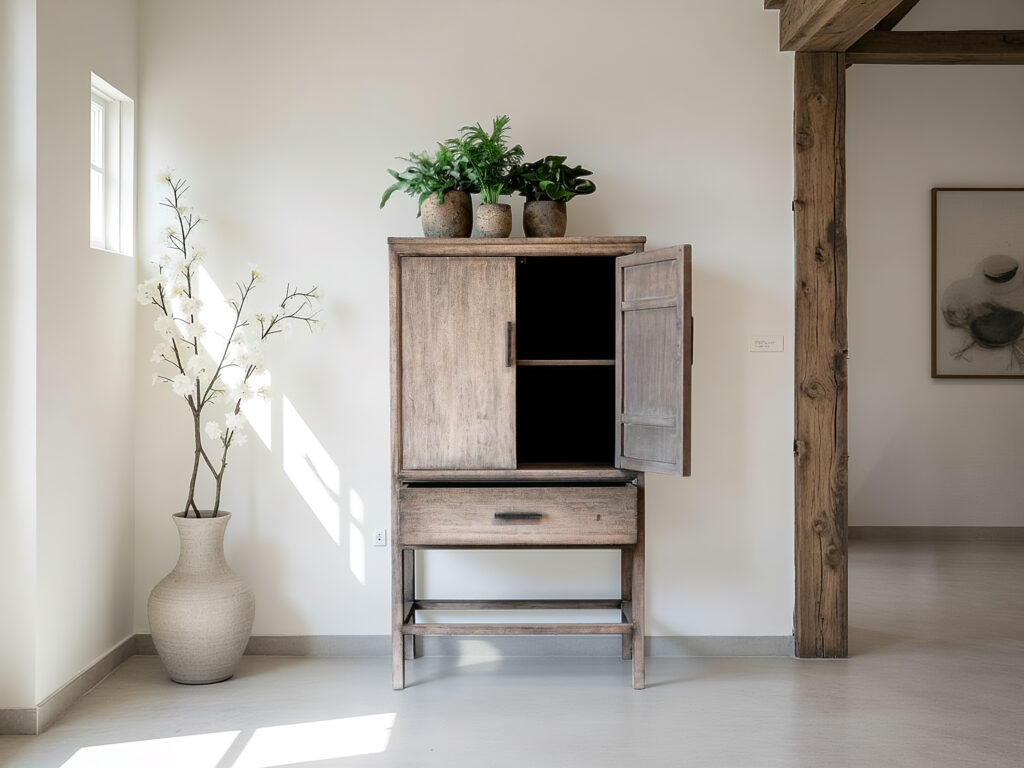 opbergkast in grijze kleur met veel opbergruimte