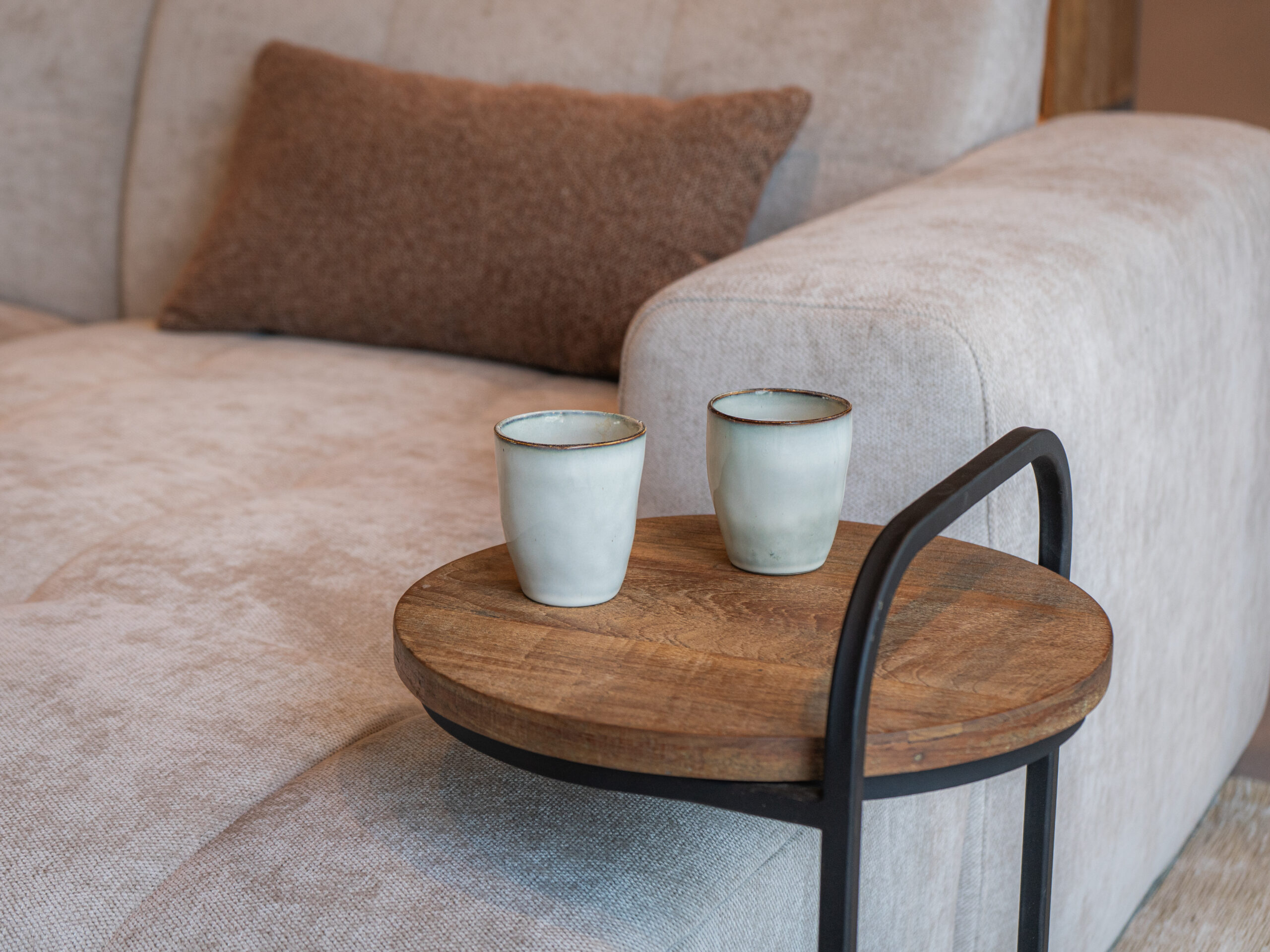 teakhouten ronde bijzet tafel Ø35cm rond