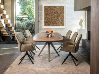 set van 6 bruine eetkamerstoelen