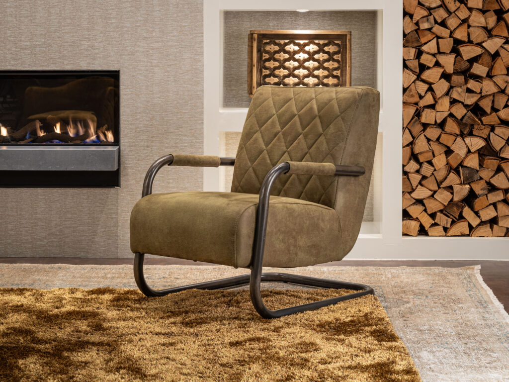 industrieel leren groene fauteuil