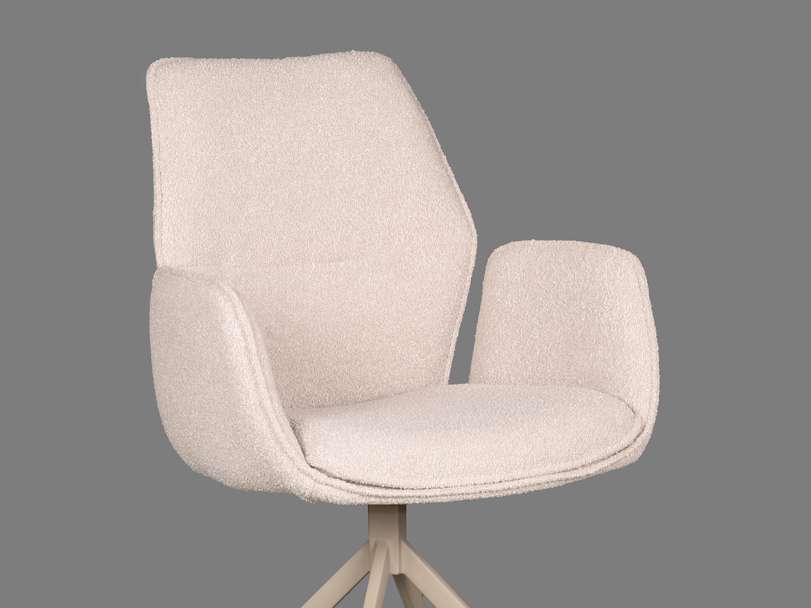 Eetkamerstoel Lusignan - bouclé naturel - onderstel taupe