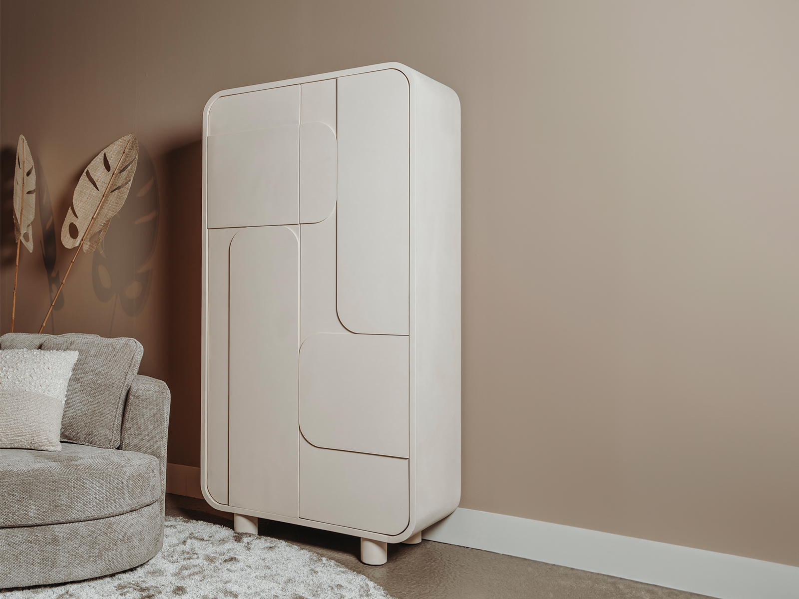 opbergkast beige 190cm hoog