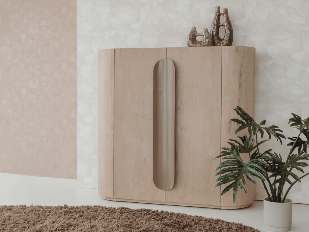 beige achtige opbergkast