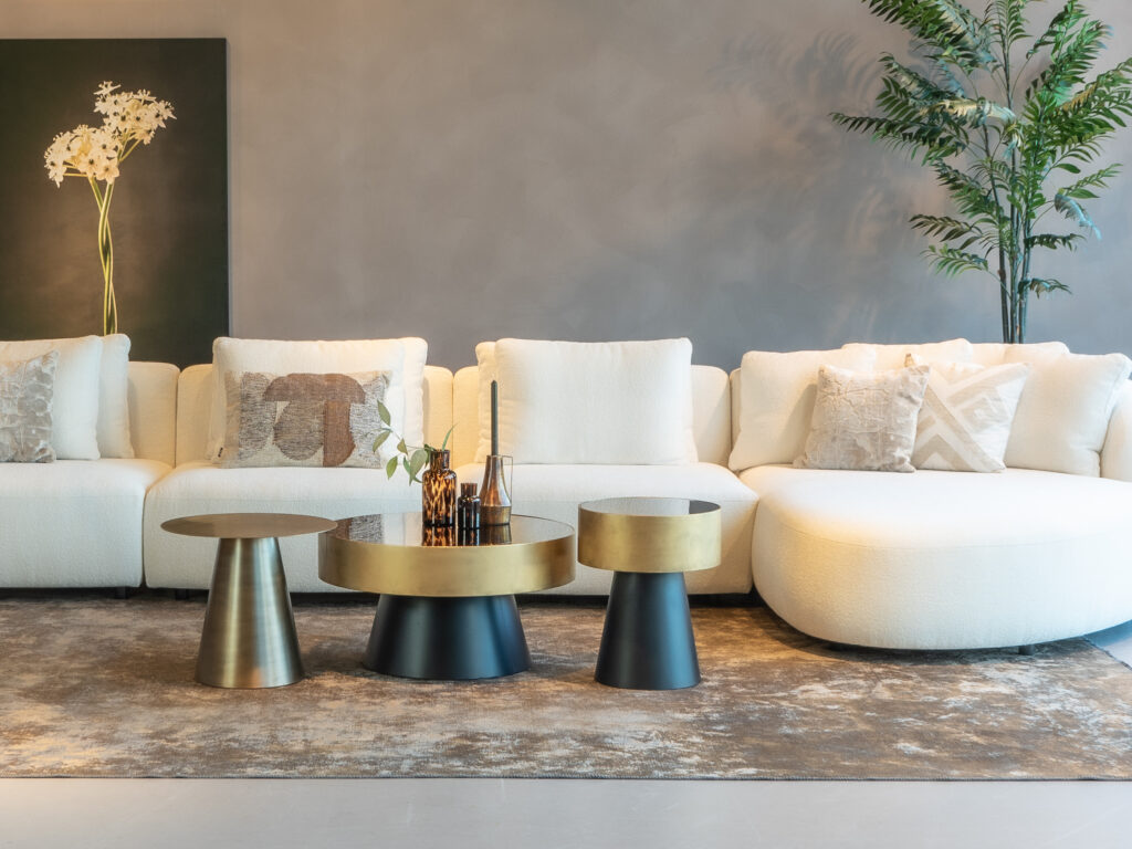 Salontafels Bosco - 75cm rond - 40cm rond - Salontafel Molina - 50cm bij onze bank Medusa