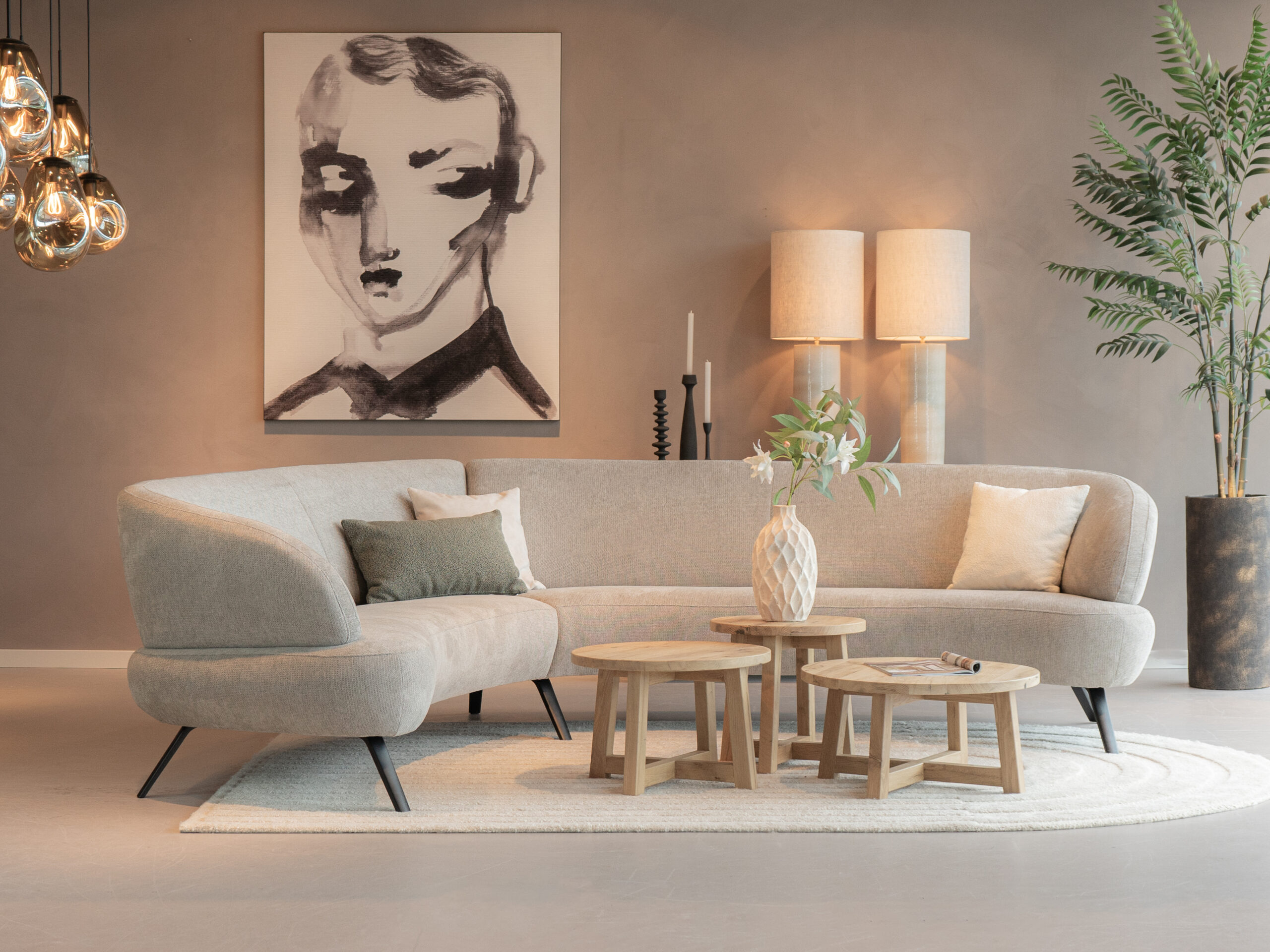 ronde set salontafels massief oud eiken