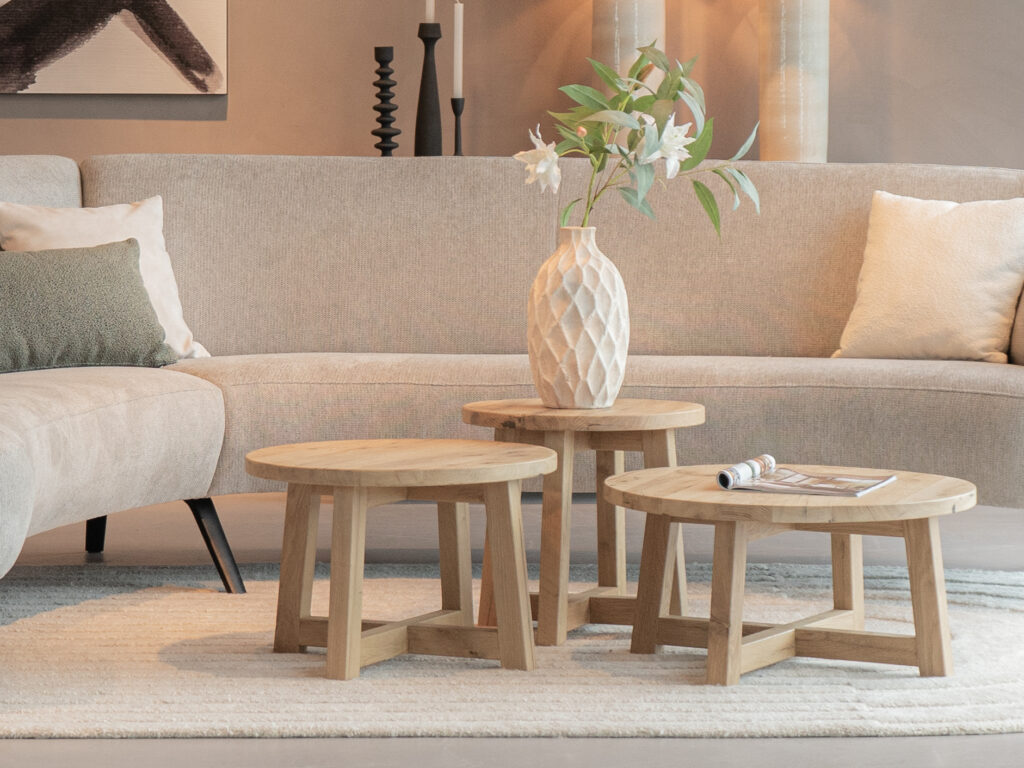 massief eiken salon tafel set