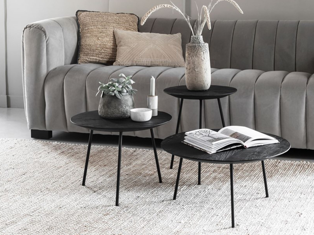 Salontafel Bergamo Ø40x45cm - Ø50x37cm - Ø60x30cm - black