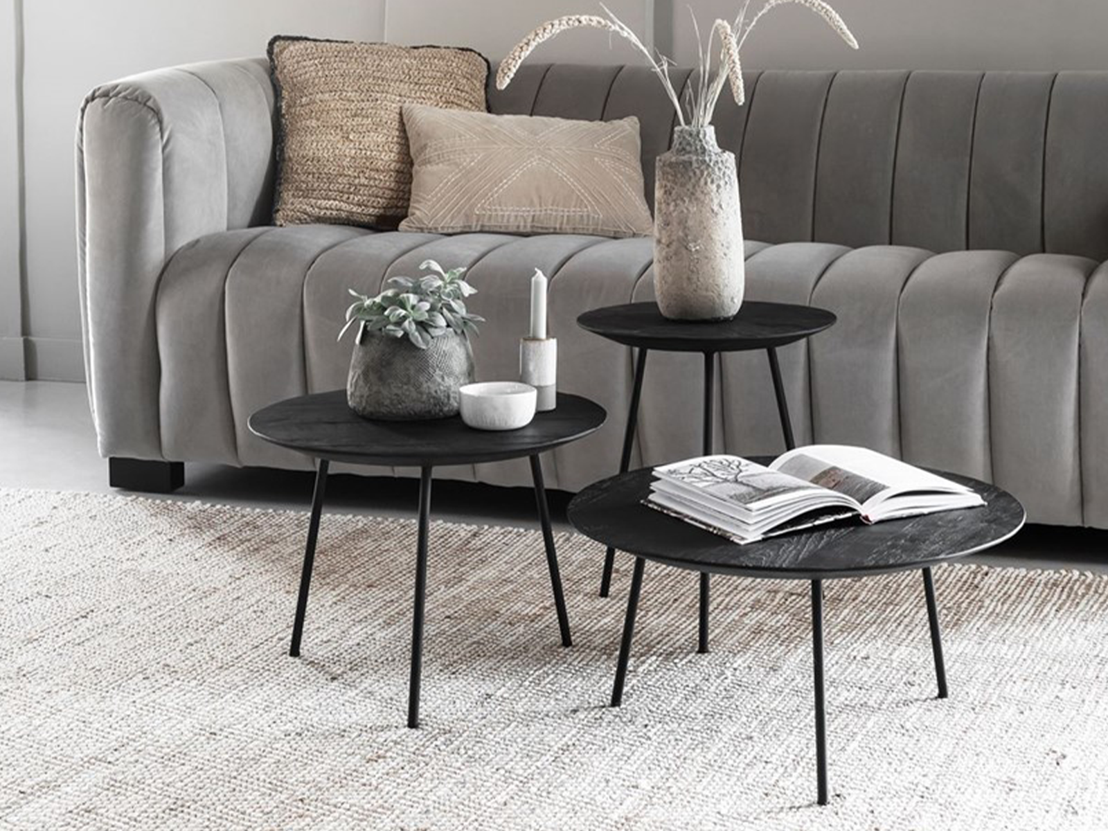 Salontafel Bergamo Ø40x45cm - Ø50x37cm - Ø60x30cm - black