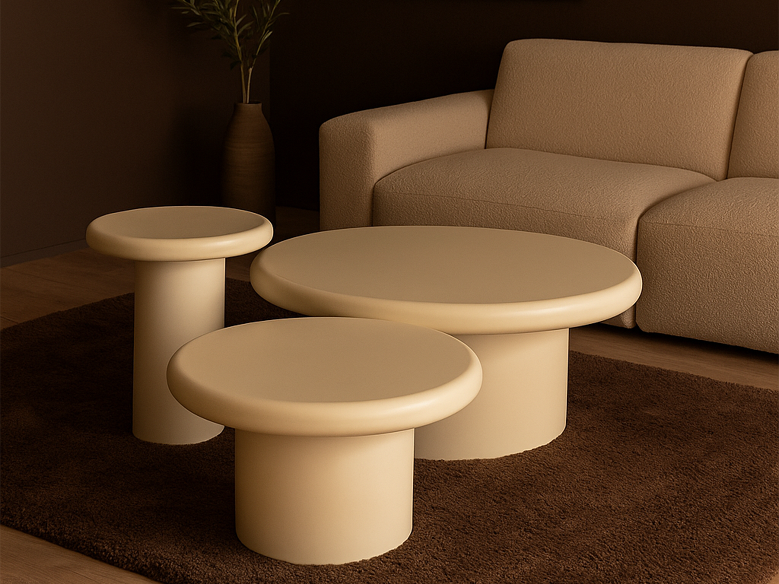 salontafel set van 3 in het wit