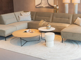 Salontafel Kivi - rond - 100x34cm - master oak light natural + 60x45cm - carrara frosted white