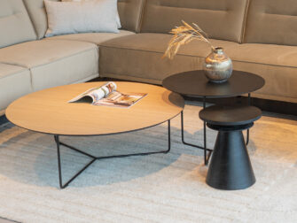Salontafel Kivi - rond - 100x34cm - master oak light natural + 60x45cm - elegant black