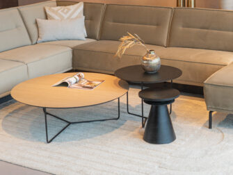 Salontafel Kivi - rond - 100x34cm - master oak light natural + 60x45cm - elegant black