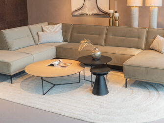 Salontafel Kivi - rond - 100x34cm - master oak light natural + 60x45cm - elegant black