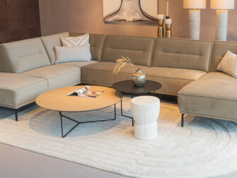 Salontafel Kivi - rond - 100x34cm - master oak light natural + 60x45cm - elegant black