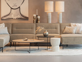 Salontafel Kivi - rond - 100x34cm - master oak light natural + 60x45cm - elegant black