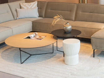 Salontafel Kivi - rond - 100x34cm - master oak light natural + 60x45cm - elegant black