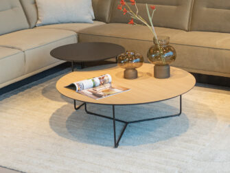 Salontafel Kivi - rond - 100x34cm - master oak light natural + 60x45cm - elegant black