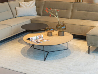 Salontafel Kivi - rond - 100x34cm - master oak light natural + 60x45cm - elegant black