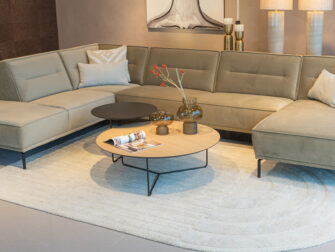 Salontafel Kivi - rond - 100x34cm - master oak light natural + 60x45cm - elegant black