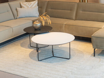 Salontafel Kivi - rond - 80x40cm - lime chalk white + 60x45cm - elegant black