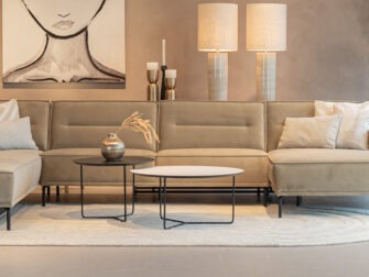 Salontafel Kivi - rond - 80x40cm - lime chalk white + 60x45cm - elegant black