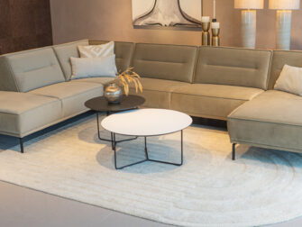 Salontafel Kivi - rond - 80x40cm - lime chalk white + 60x45cm - elegant black