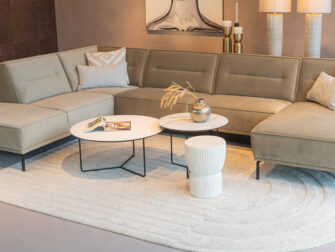 Salontafel Kivi - rond - 80x40cm - lime chalk white + stone - 60x45cm - lime chalk white