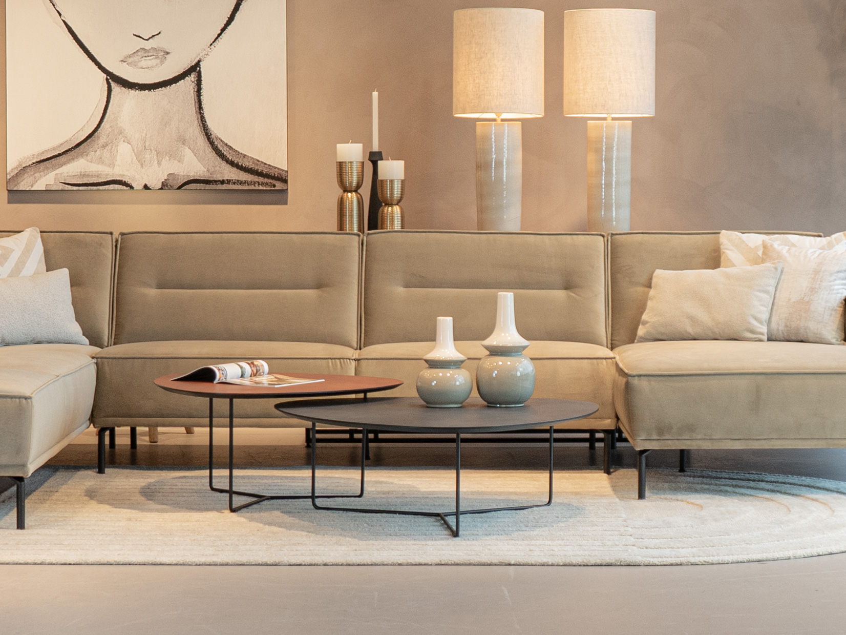 Salontafel Kivi - stone - 100x34cm - lime midnight + 80x40cm - lime earth baked