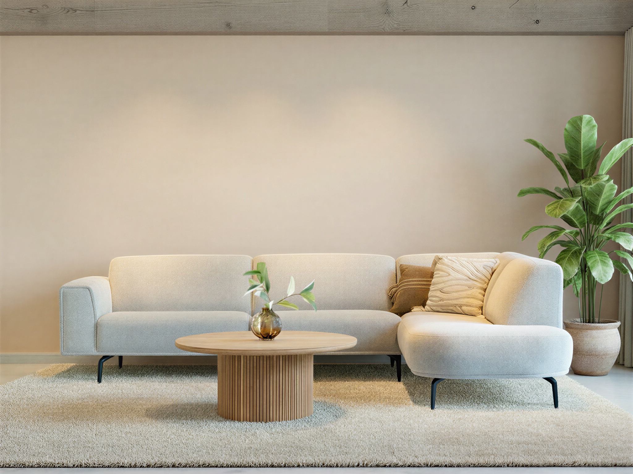 Minimalistische salontafel met massieve basis