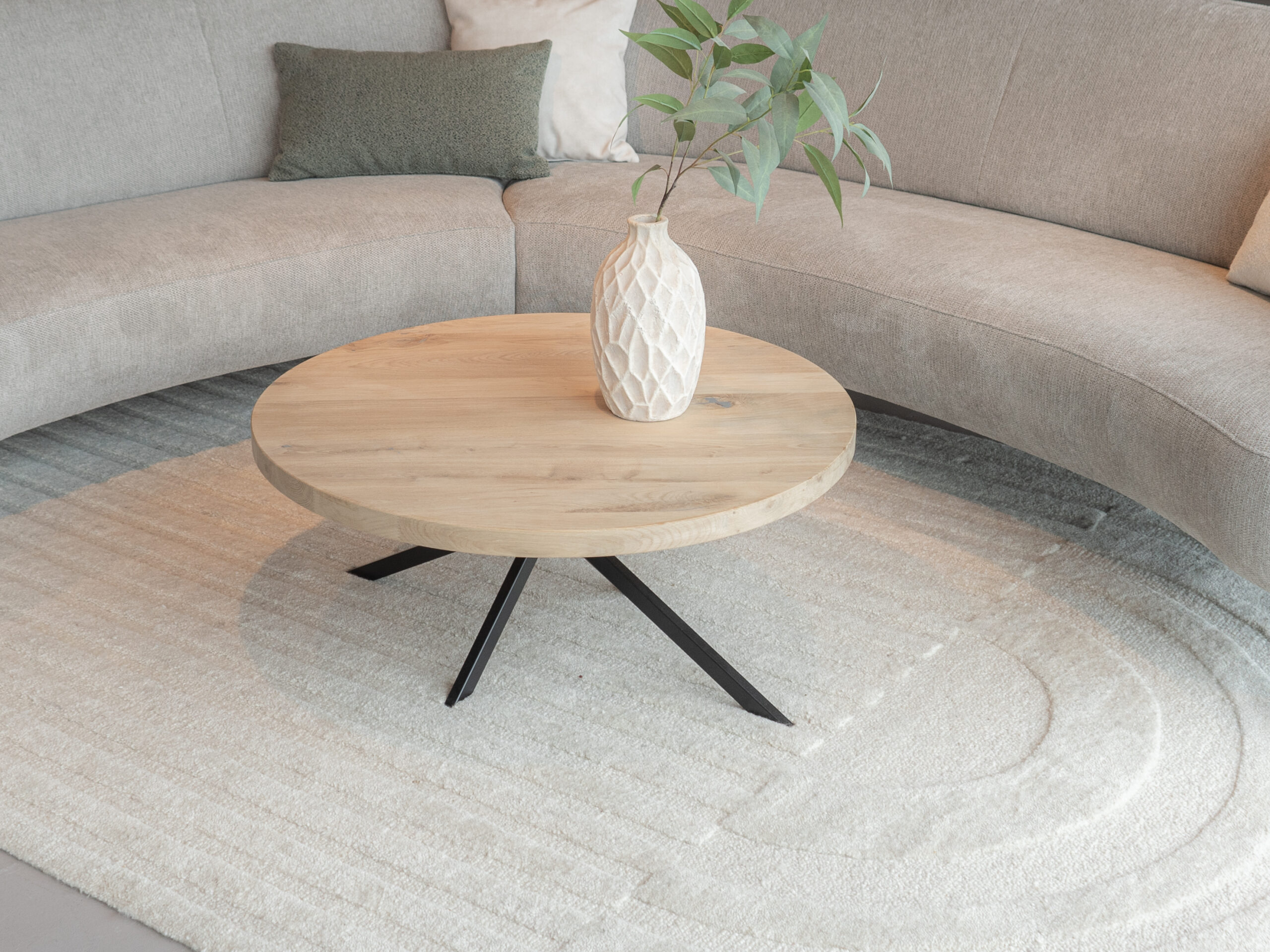 eiken ronde salontafel 90cm