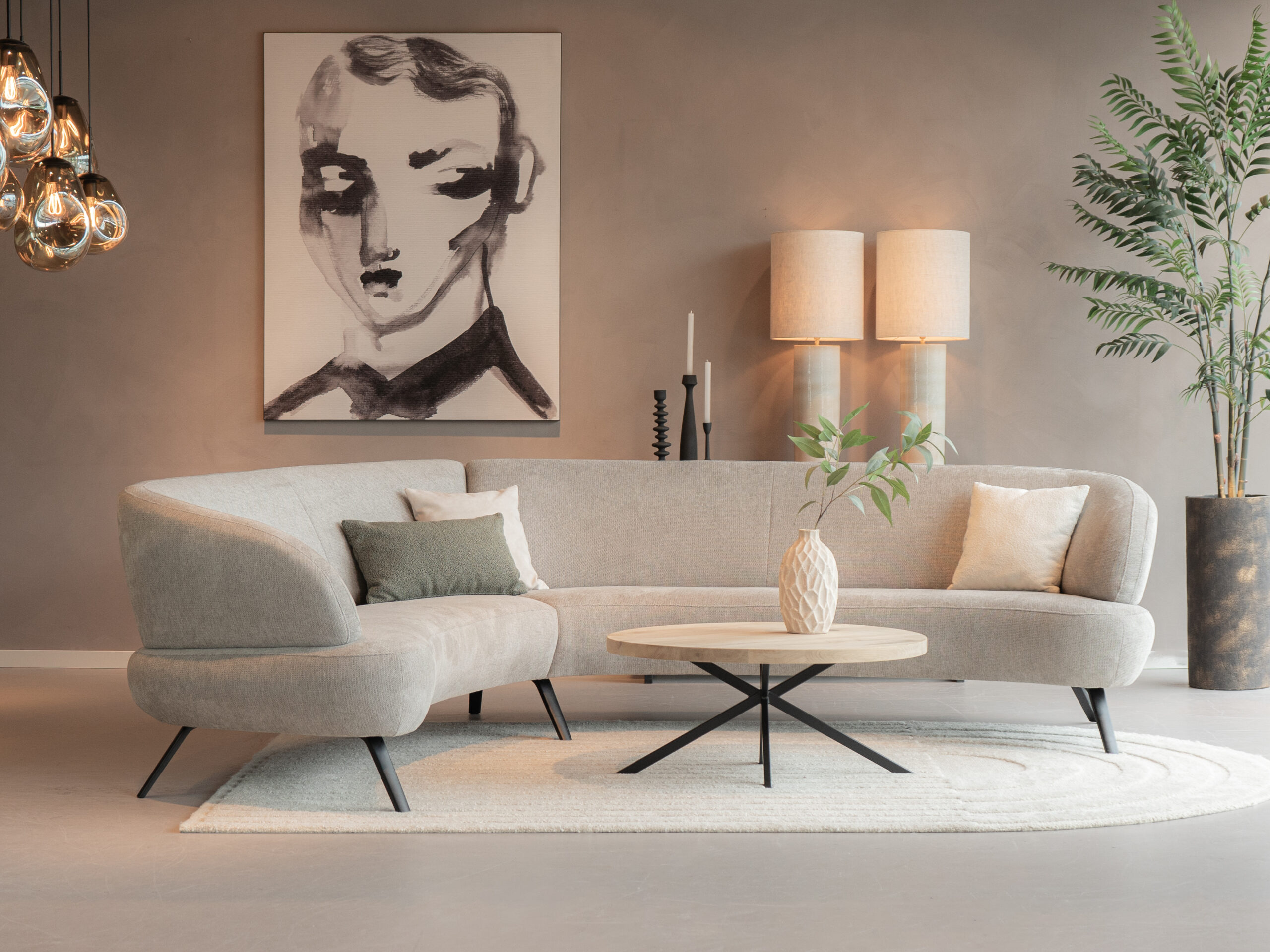 salontafel 90cm rond met dikke rand metalen spinpoot