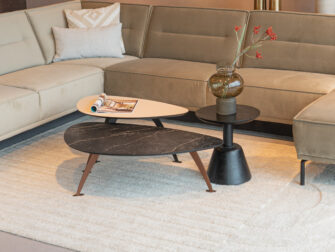 Salontafel Montalcino - 100cm - kiezel - marble vein nero bronze - metaalkleur copper