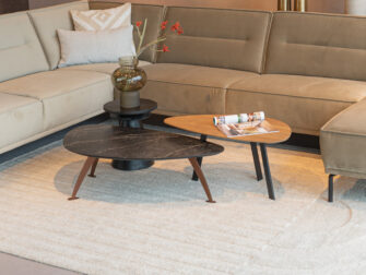 Salontafel Montalcino - 100cm - kiezel - marble vein nero bronze + salontafel Ciottolo