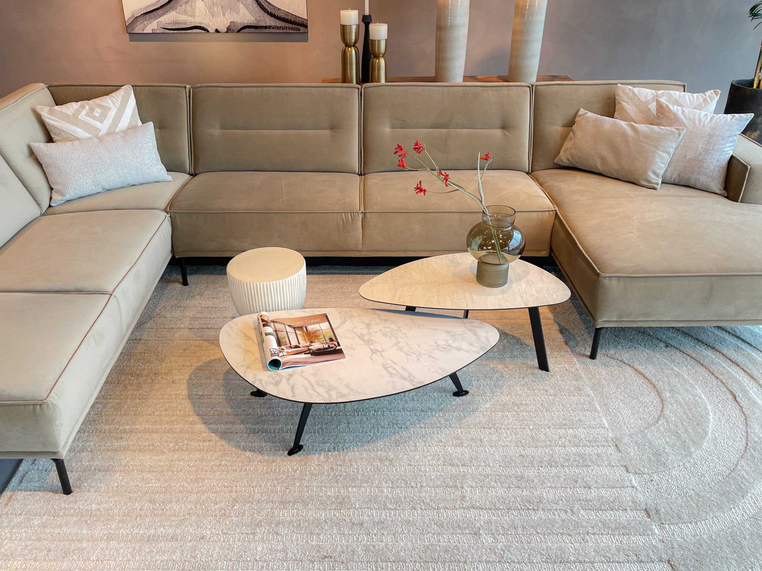 Salontafel Montalcino 100x55 - kiezel - carrara frosted white