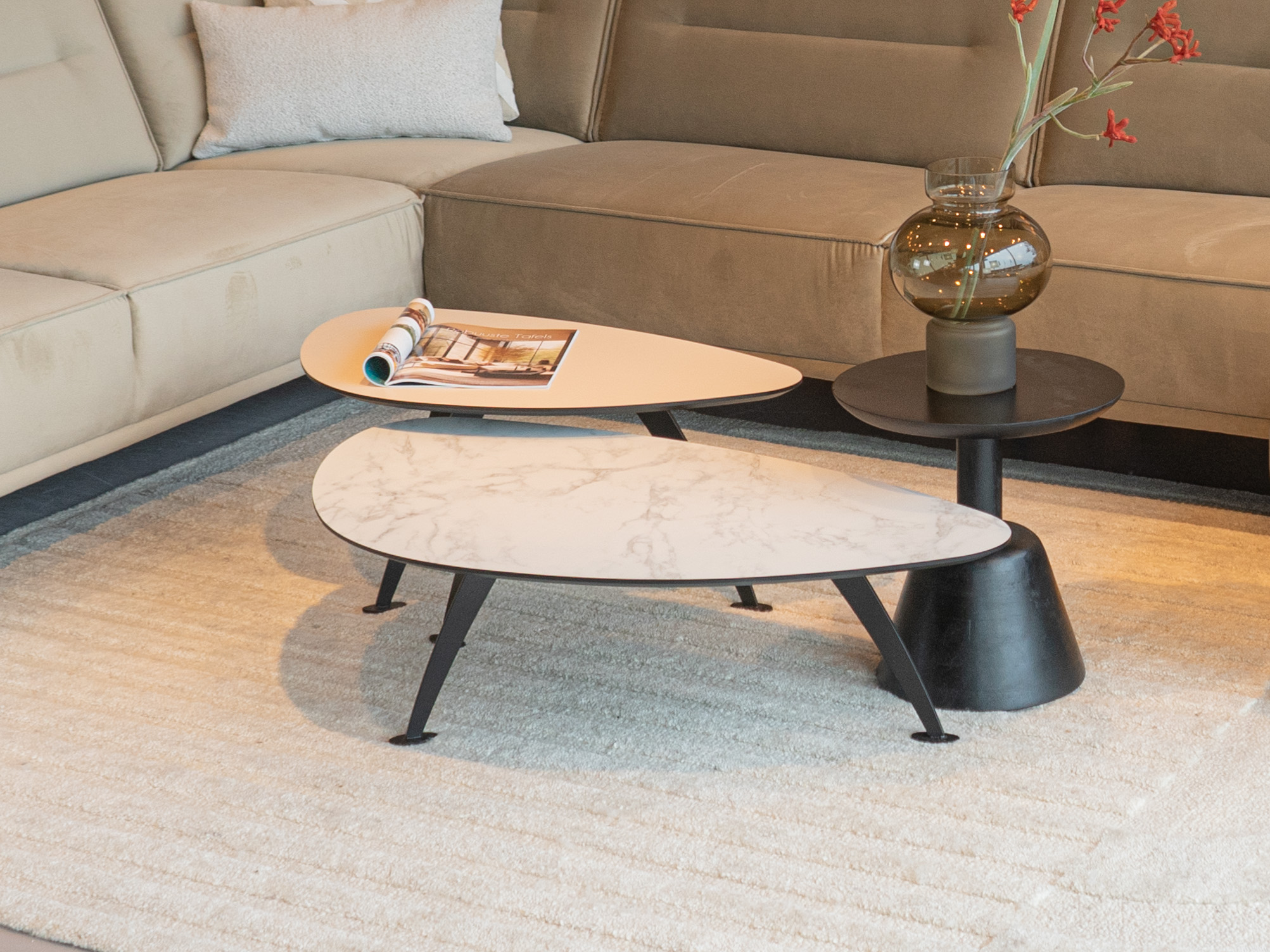 Salontafel Montalcino 100x55 - kiezel - carrara frosted white