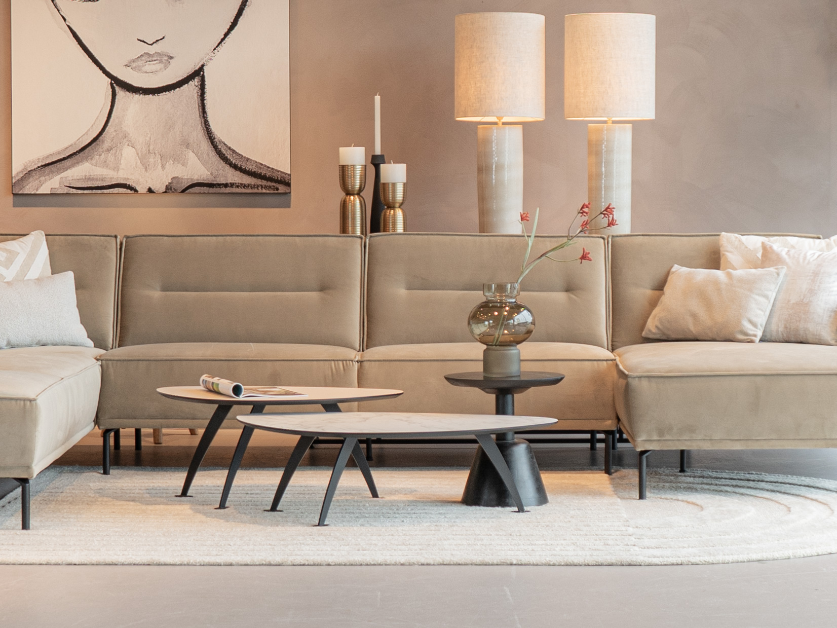 Salontafel Montalcino 100x55 - kiezel - carrara frosted white