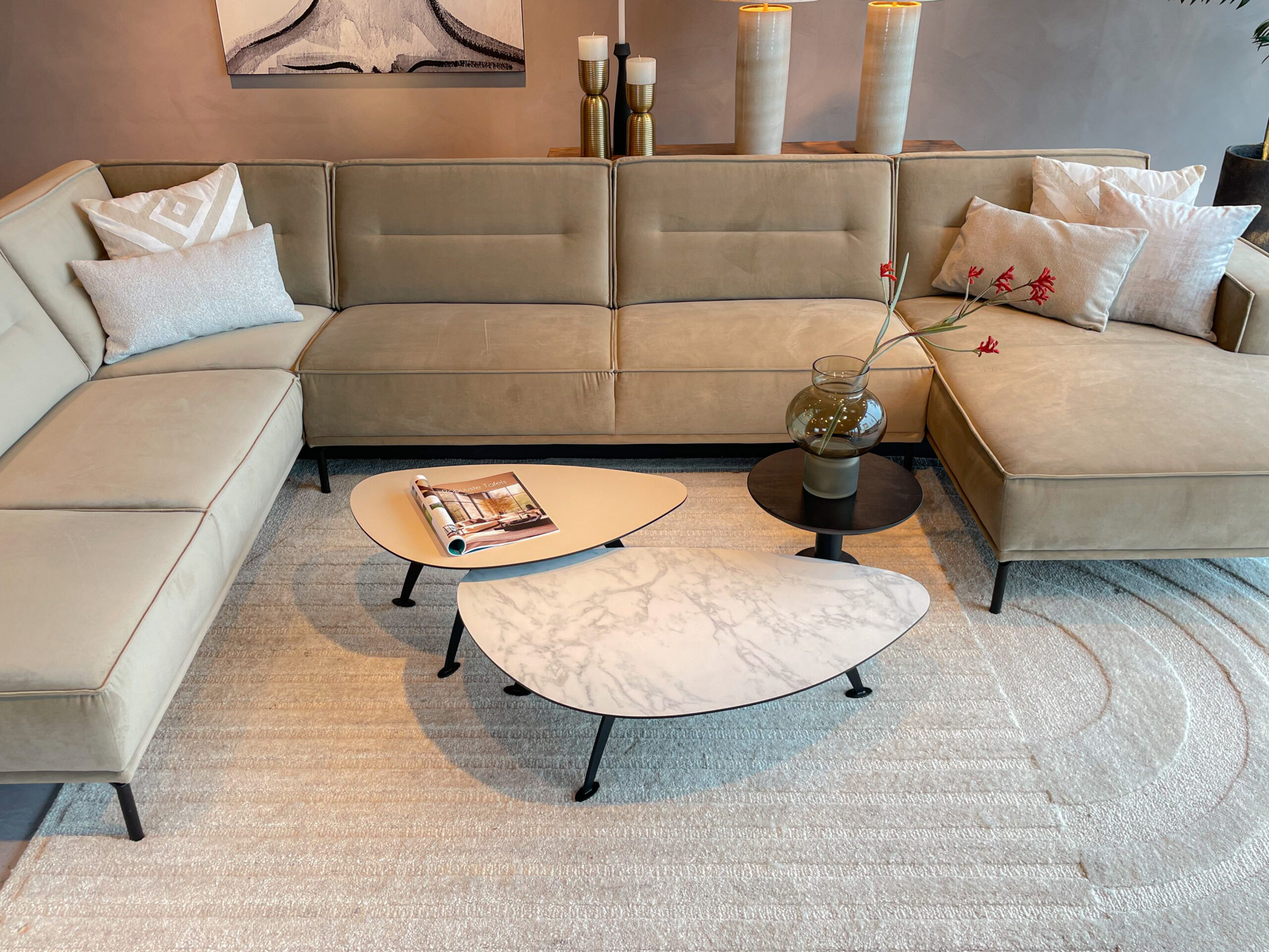 Salontafel Montalcino 100x55 - kiezel - carrara frosted white