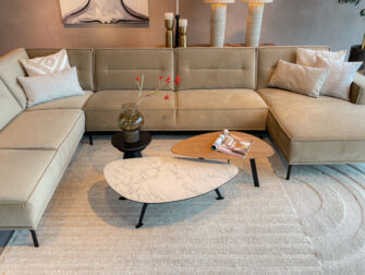 Salontafel Montalcino 100x55 - kiezel - carrara frosted white + salontafel Ciottolo