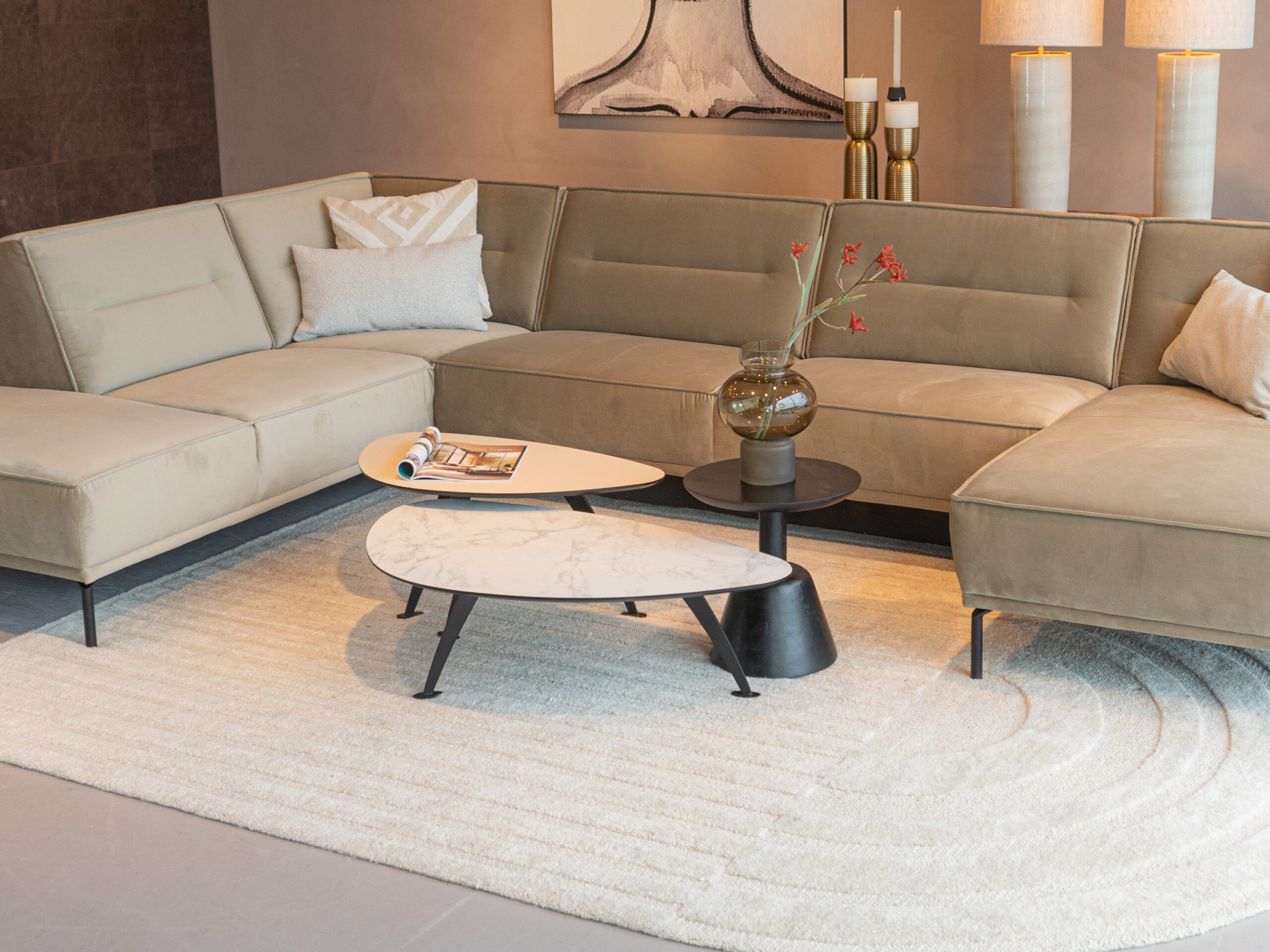 Salontafel Montalcino 100x55 - kiezel - carrara frosted white