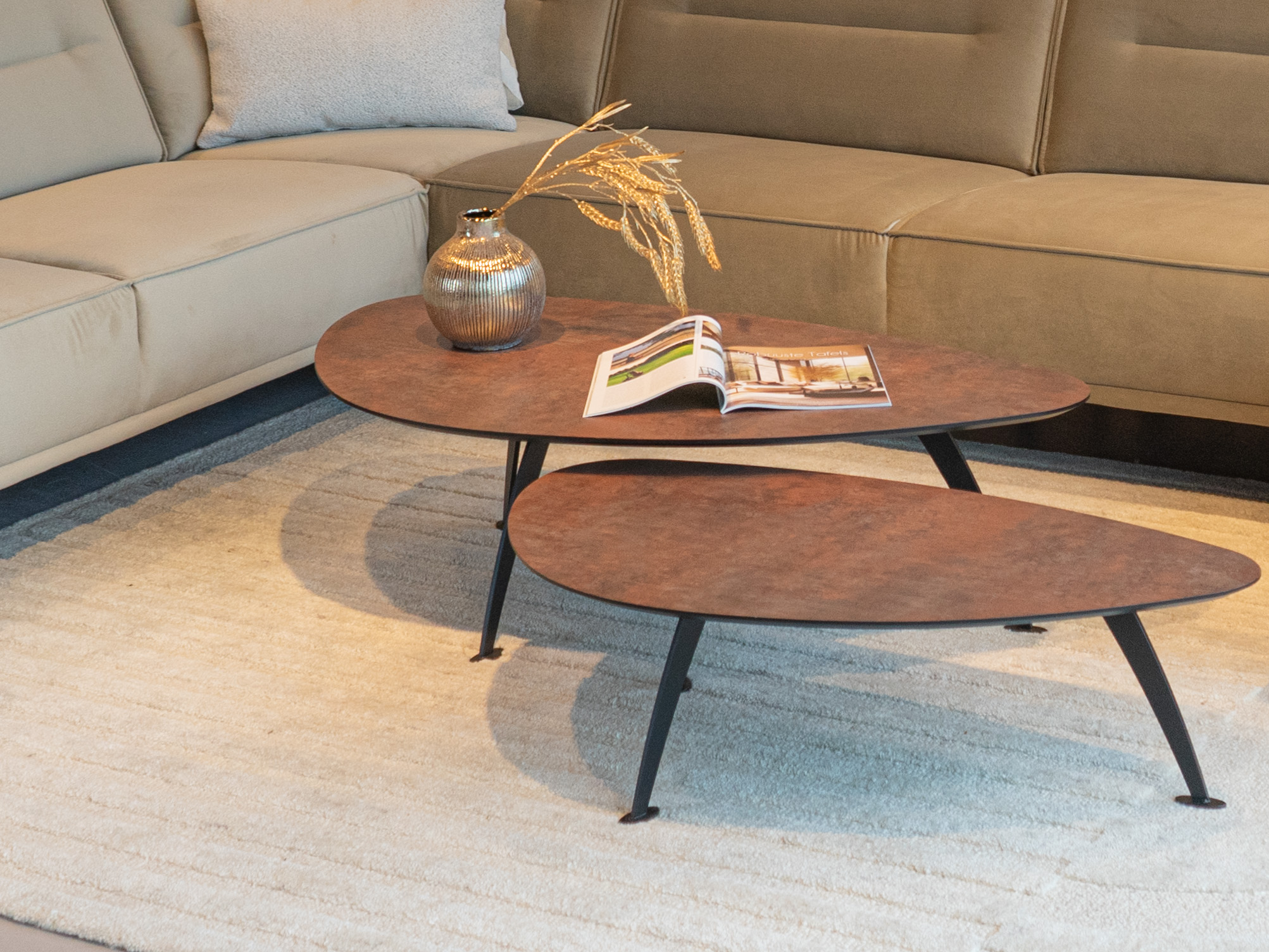 Salontafel Montalcino 100x55 - kiezel - lime earth baked + 80x45cm