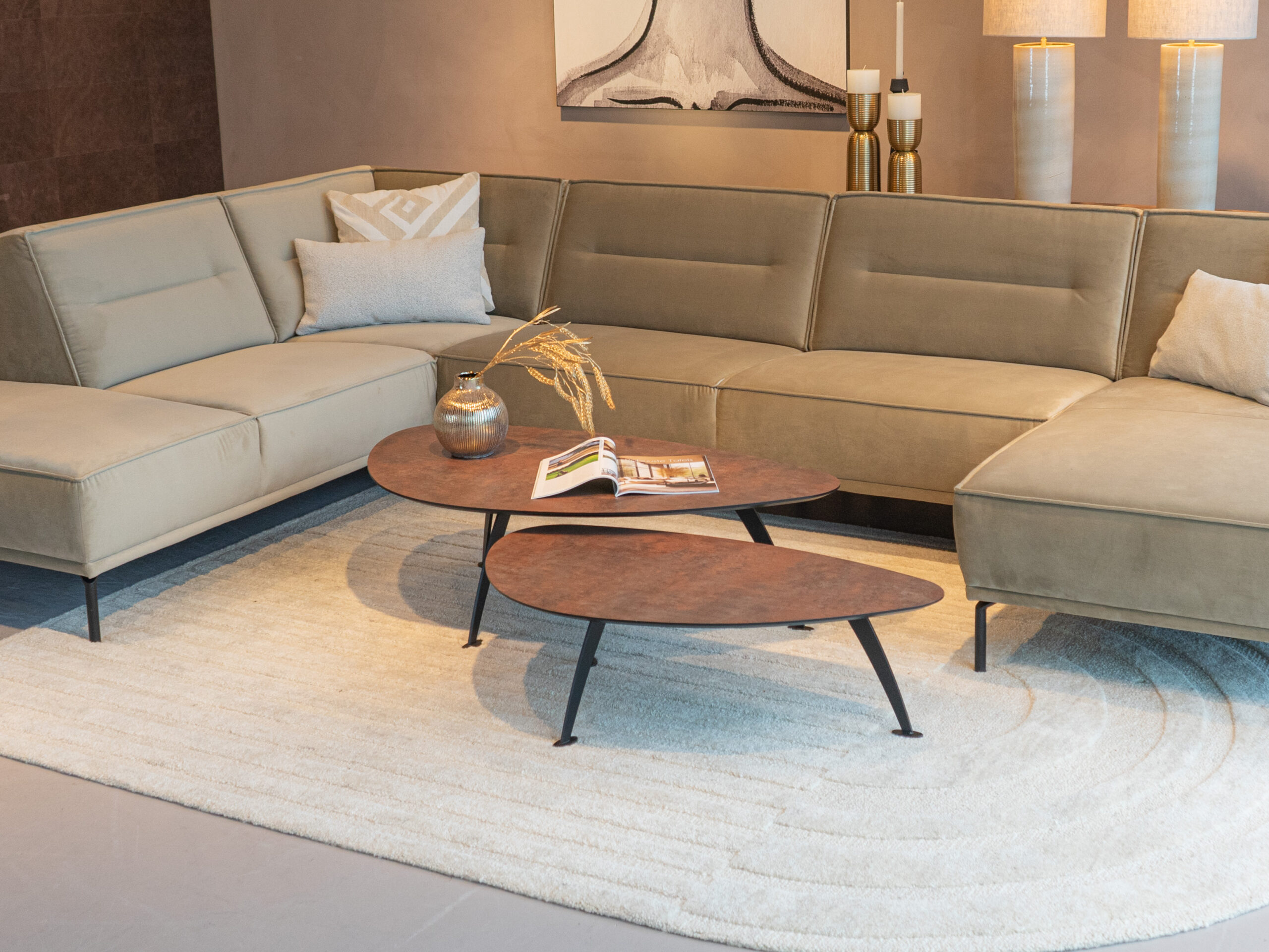 Salontafel Montalcino 100x55 - kiezel - lime earth baked