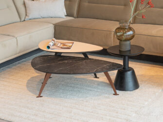 Salontafel Montalcino 100x55 - kiezel - marble vein nero bronze