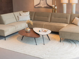 Salontafel Montalcino - 120cm - kiezel  - elemental corten + Montalcino - 100cm pebble - carrara frosted white