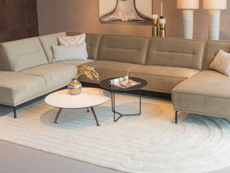 Salontafel Montalcino - Ø80cm - rond - elegant white + salontafel Kivi - Ø60cm - rond - elegant black