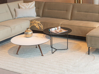 Salontafel Montalcino - Ø80cm - rond - elegant white + salontafel Kivi - Ø60cm - rond - elegant black