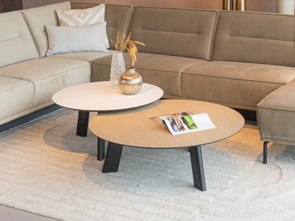 Salontafel Pavia 100x35cm - master oak light natural + stone - 60x40cm - lime chalk white